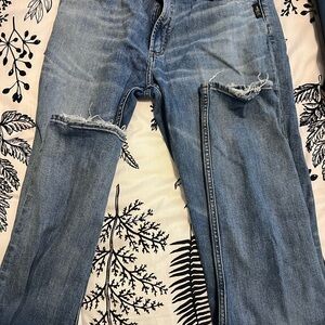 Silver Jeans Light Blue Distressed Boyfriend Jeans